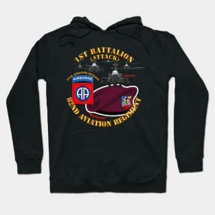 1st Bn 82nd Avn Regiment - Maroon Beret w Atk Helicopters Hoodie